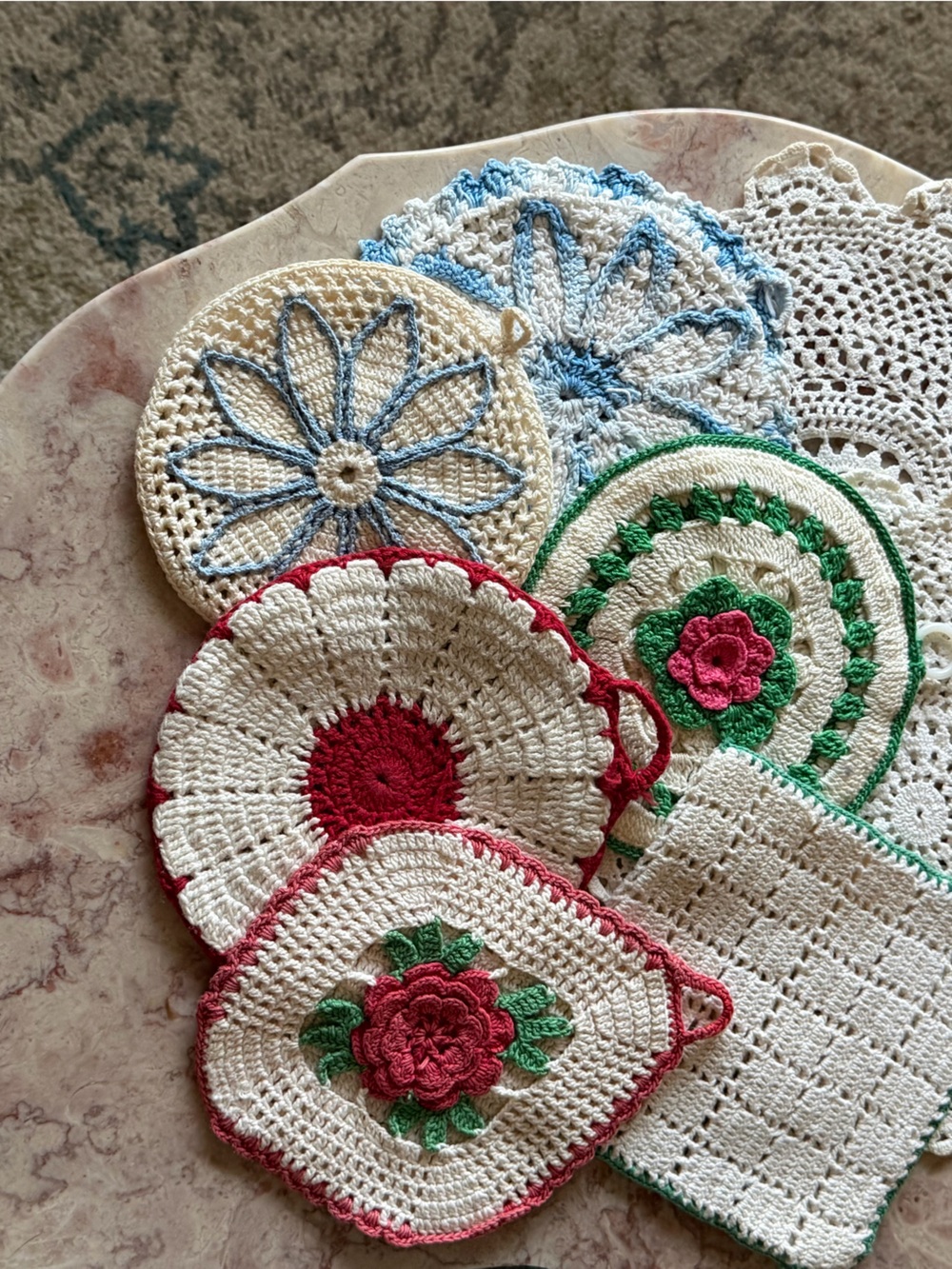 EUC~Set Of 8 Various Style Vintage Embroidered Doilies